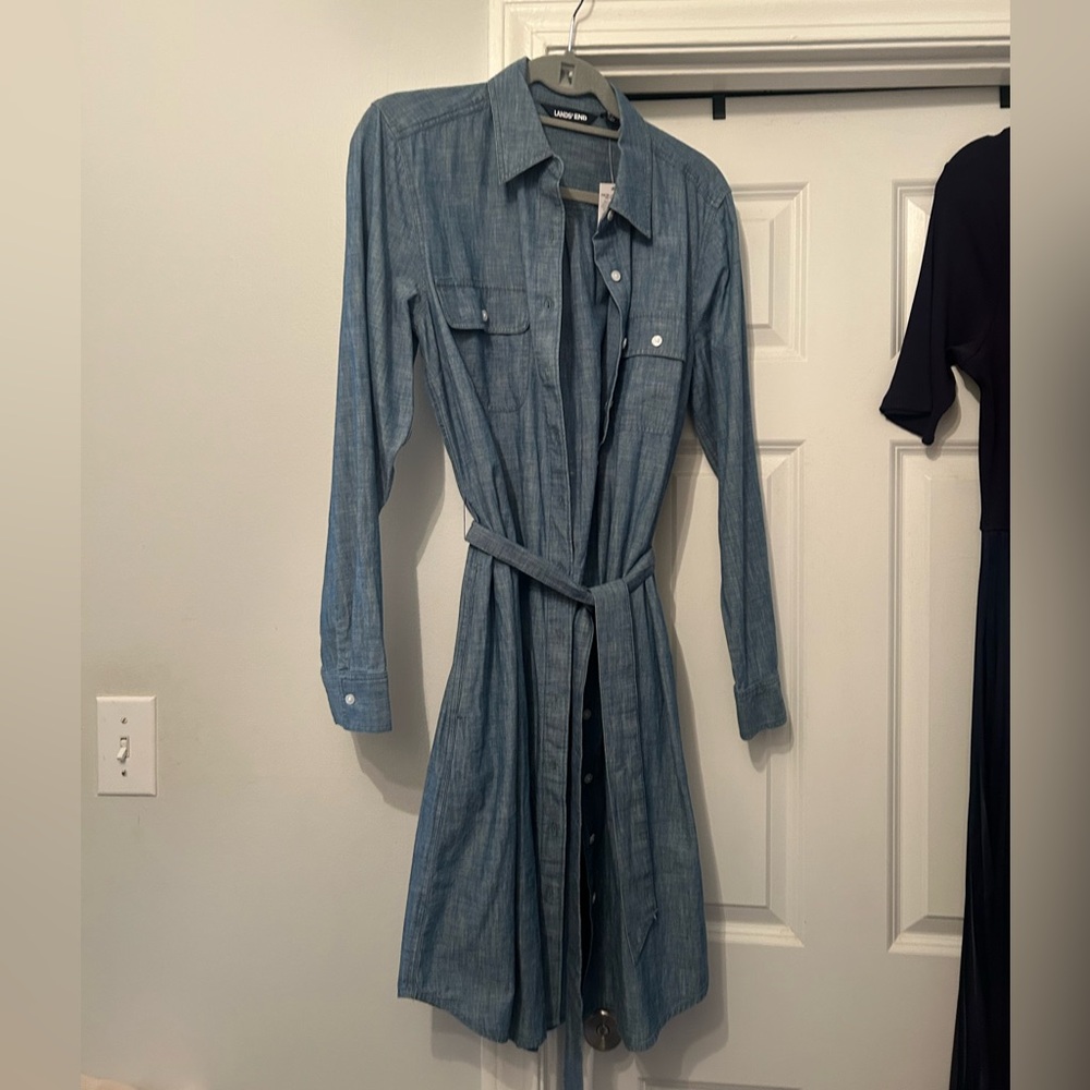 NWT! Lands End Denim Shirt Dress